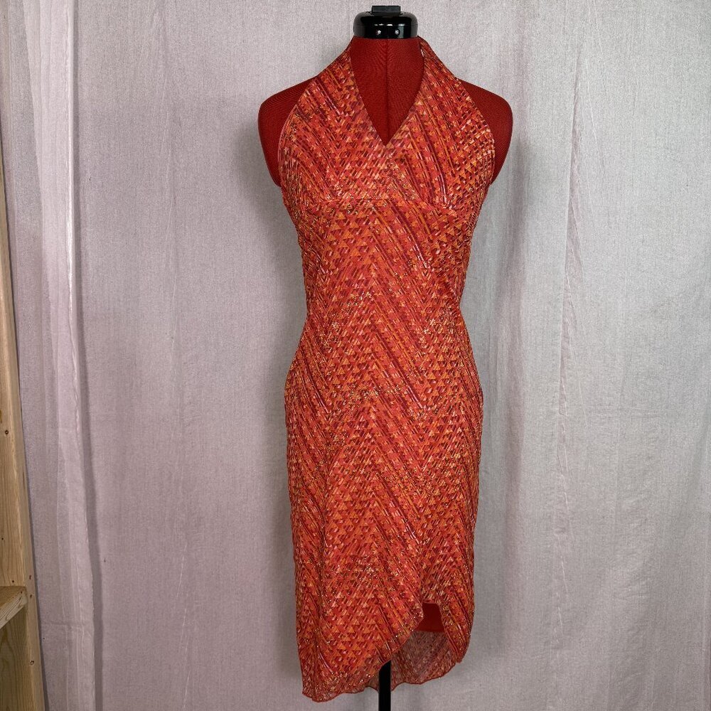 My Michelle Womens Dress Size S Hi Low Geometric print Sleeveless Open Back E425 - Picture 1 of 13
